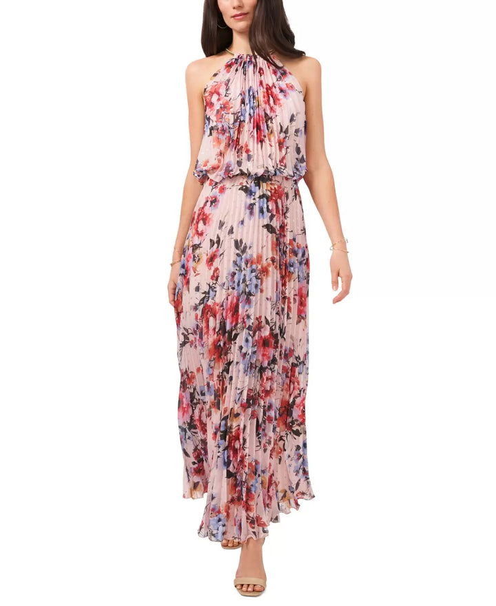 MSK Petite Floral Print Pleated Dress