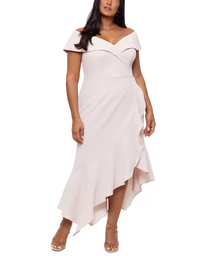 XSCAPE Plus Size Off-The-Shoulder Gown