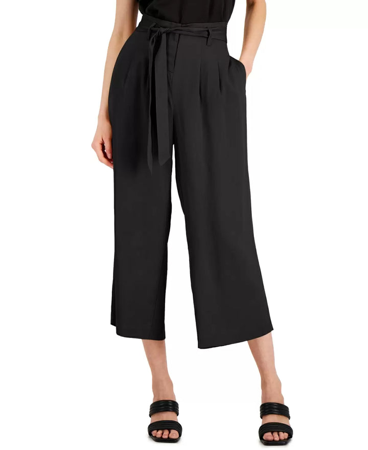 Alfani Tie-Waist Cropped Wide-Leg Pants
