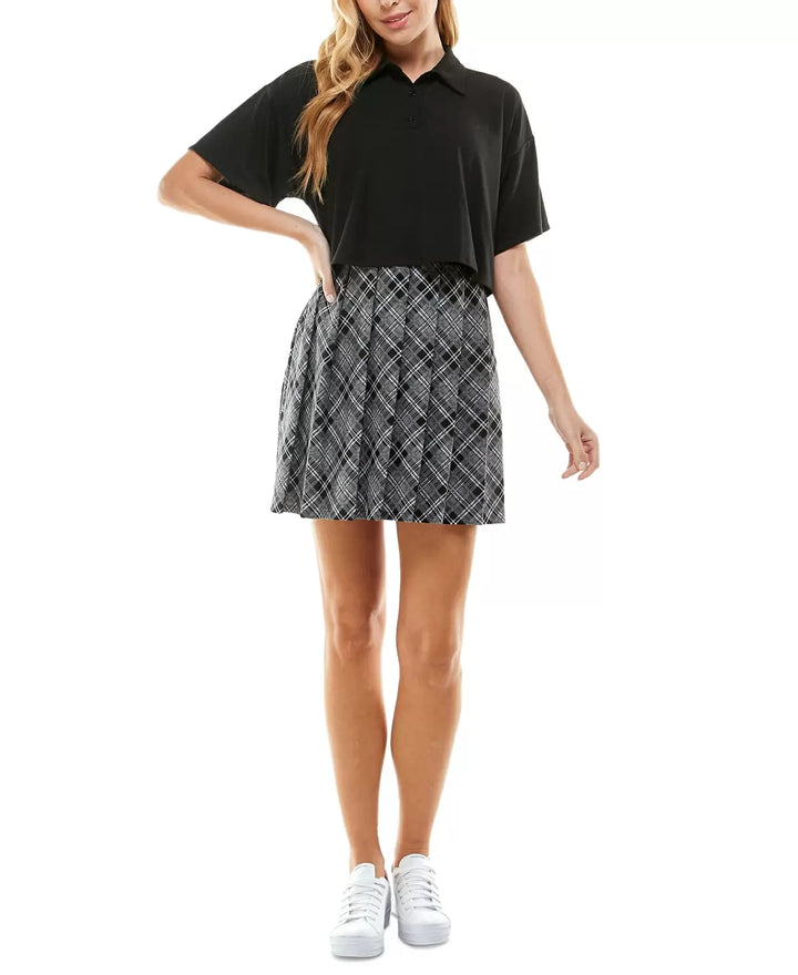 Kingston Grey Juniors' Two-Piece Printed-Skirt Dress