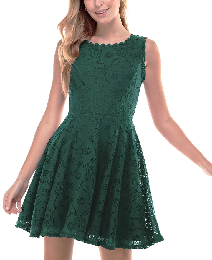 City Studio Juniors' Lace Fit & Flare Dress