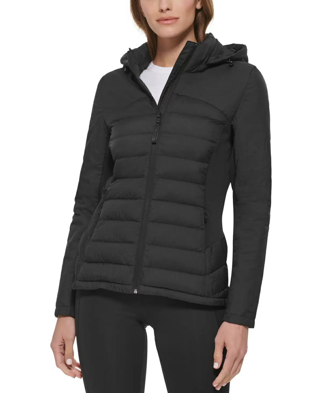 Calvin Klein Hooded Mix Media Coat