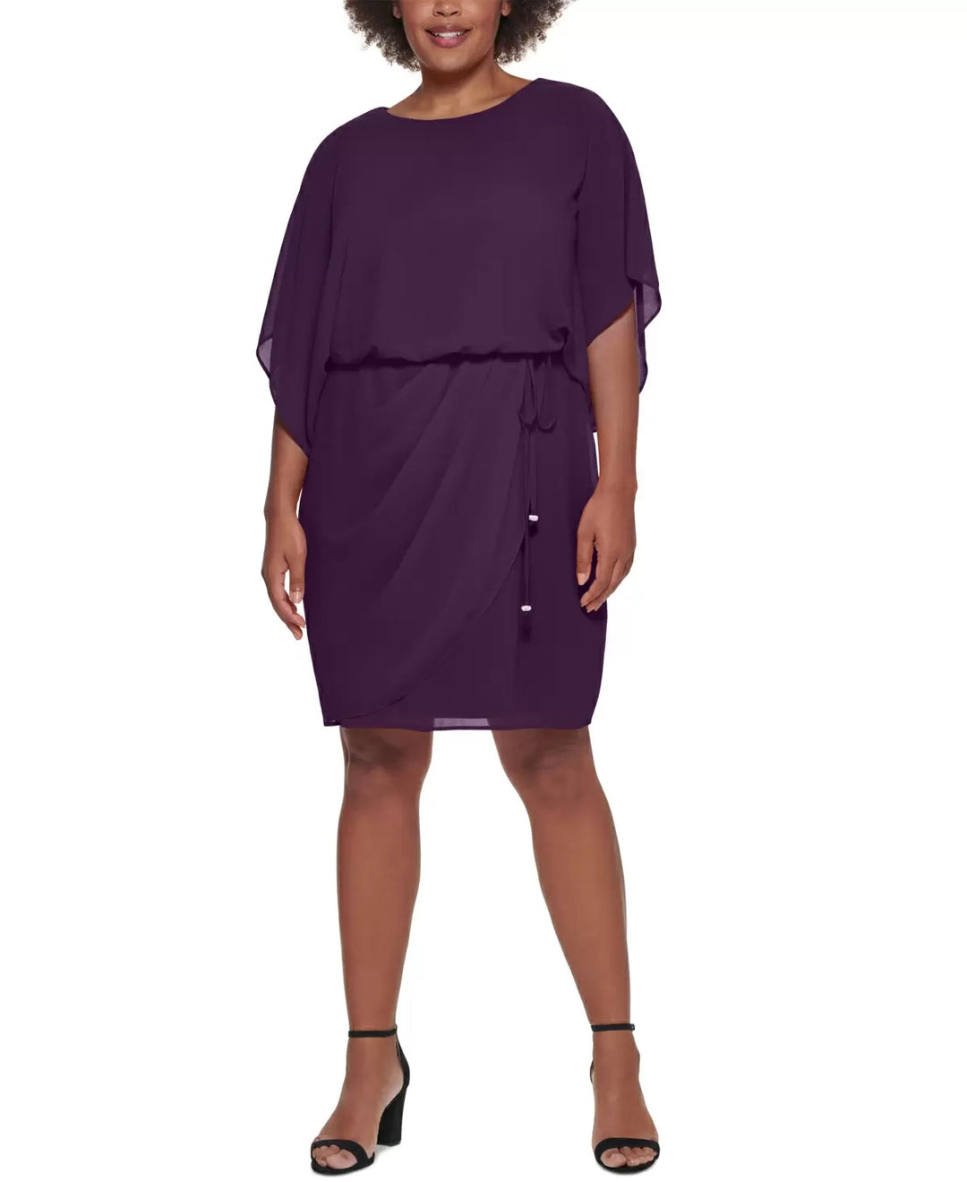 Jessica Howard Plus Size Cape-Sleeve Blouson Dress