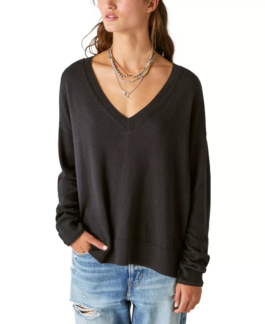 Lucky Brand Cloud-Soft V-Neck Long-Sleeve Sweater