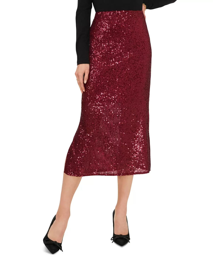 Vince Camuto Sequin Slit Hem Midi Skirt