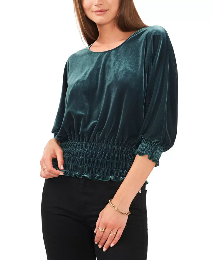 Vince Camuto Dolman-Sleeve Smocked-Waist Top