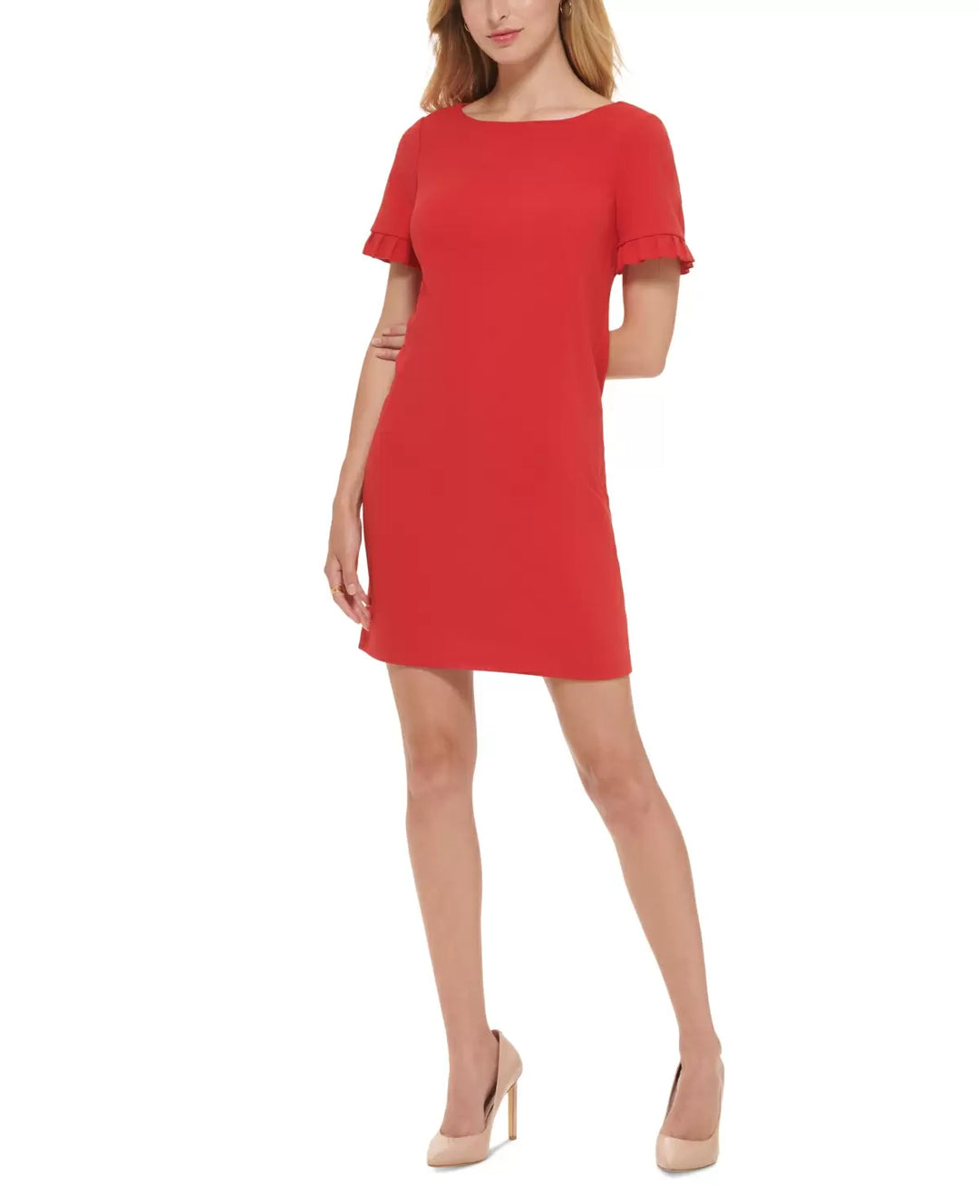 Tommy Hilfiger Ruffle-Sleeve Scuba-Crepe A-Line Dress