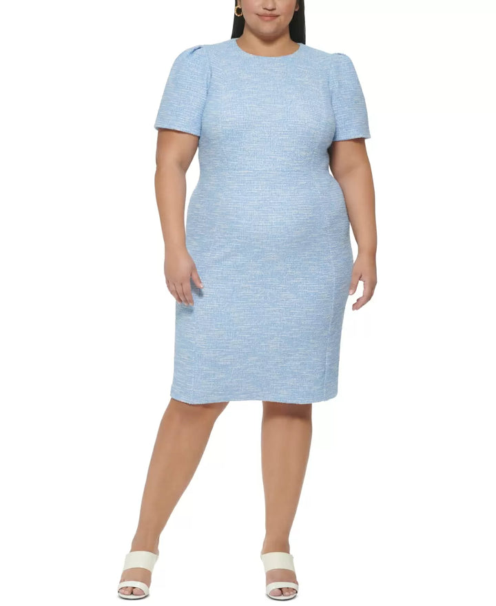 Calvin Klein Plus Size Tweed Sheath Crewneck Dress
