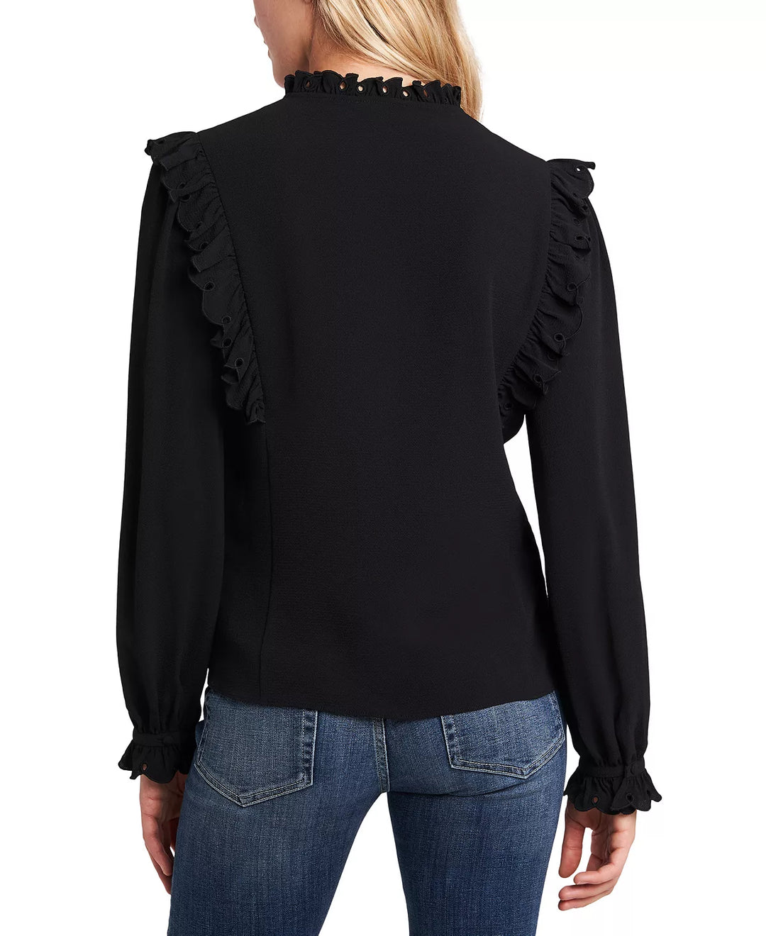 CeCe Long Sleeve Ruffled Tie-Neck Blouse