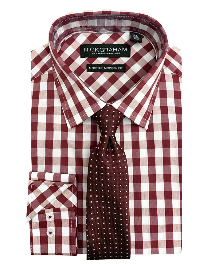 Nick Graham MEN's Modern Fit Dress Shirt and Tie Set