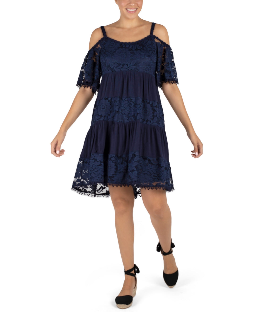Robbie Bee Cold-Shoulder Lace Dress