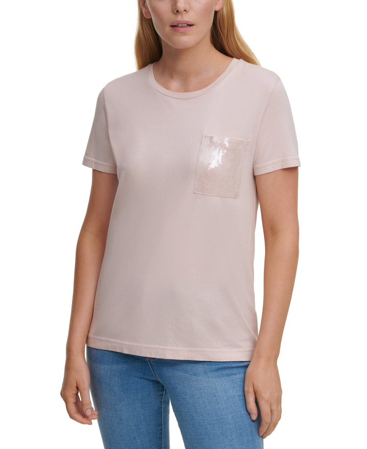 DKNY Short Sleeve Sequin Pocket T-Shirt