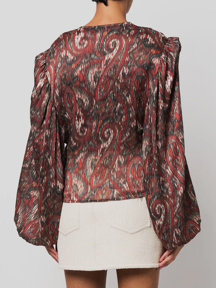 IRO Zarfi Printed Silk Crossover Top