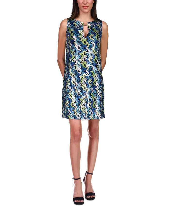 MICHAEL KORS Petite Sequin Print Shift Dress