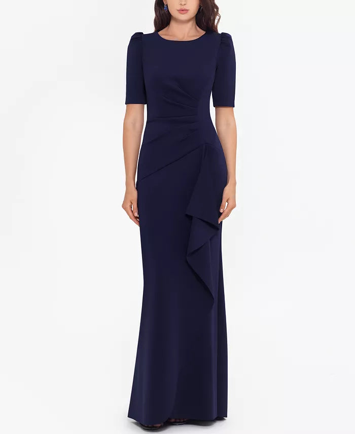 XSCAPE Petite Puff-Sleeve Gown