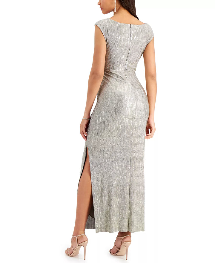 Connected Cowlneck Metallic Gown
