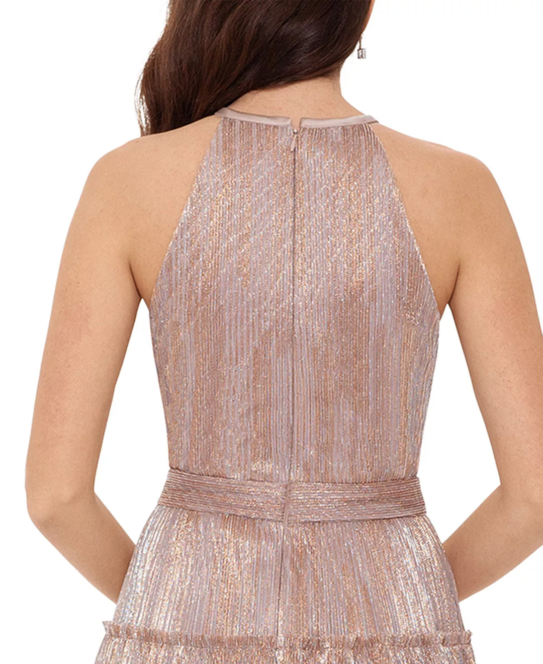 XSCAPE Metallic Tiered-Skirt Dress