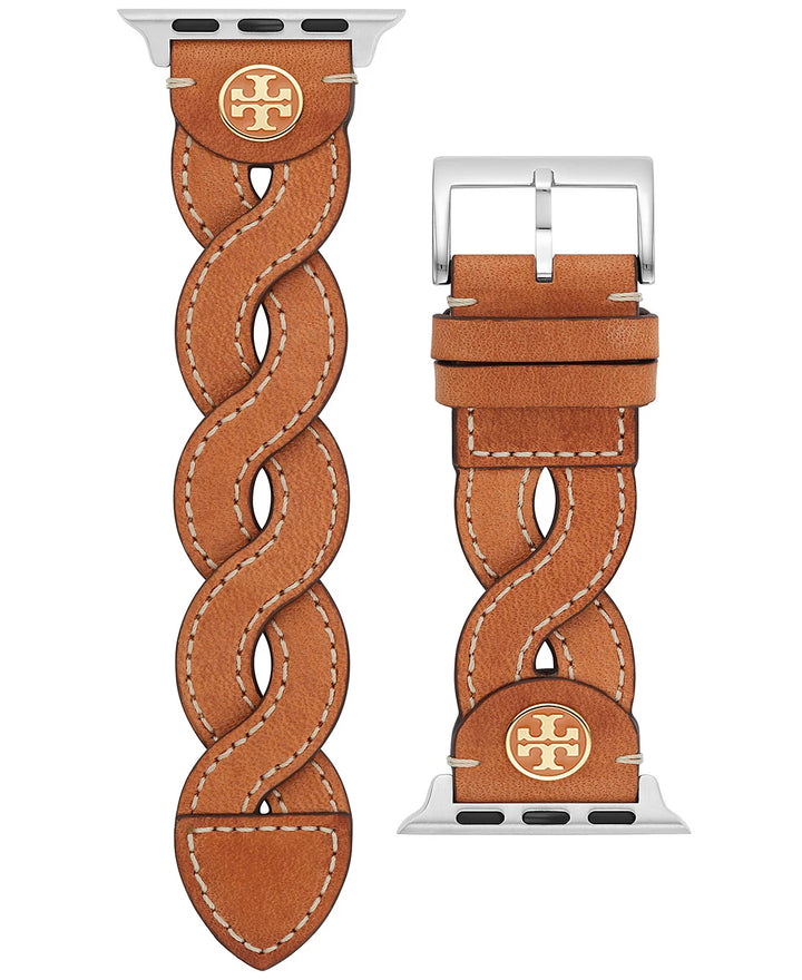 Tory Burch Women's Luggage Braided Leather Band for Apple Watch® 38mm/40mm