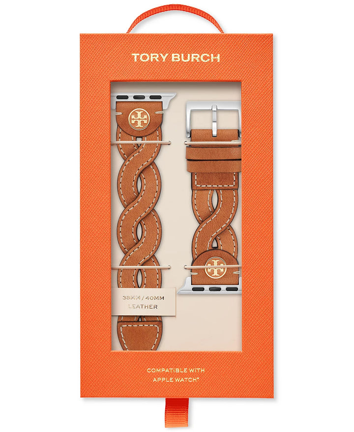 Tory Burch Women's Luggage Braided Leather Band for Apple Watch® 38mm/40mm