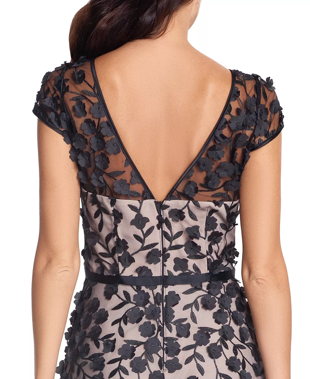 XSCAPE 3D Floral-Lace Midi Dress