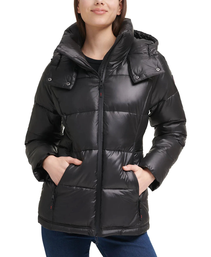 Kenneth Cole Shine Hooded Puffer Coat
