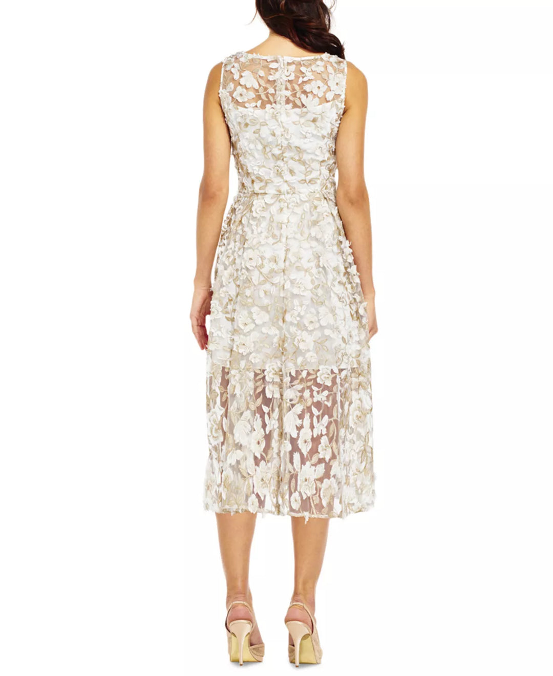 Adrianna Papell Floral-Appliqués Midi Dress