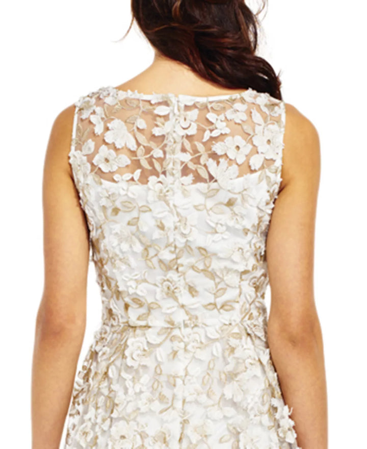 Adrianna Papell Floral-Appliqués Midi Dress