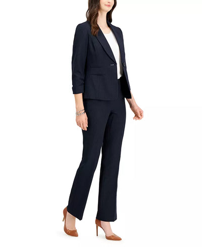 Le Suit Ruched-Sleeve One-Button Pantsuit
