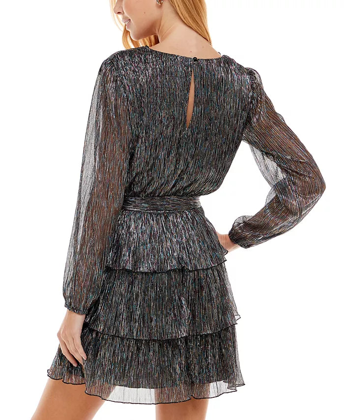 City Studios Metallic Tiered Dress