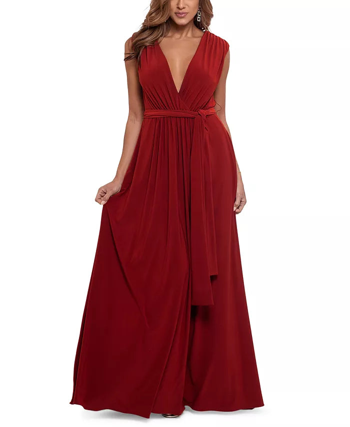 Betsy & Adam Tie-Waist Gown