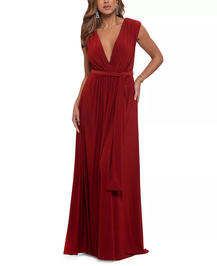 Betsy & Adam Tie-Waist Gown