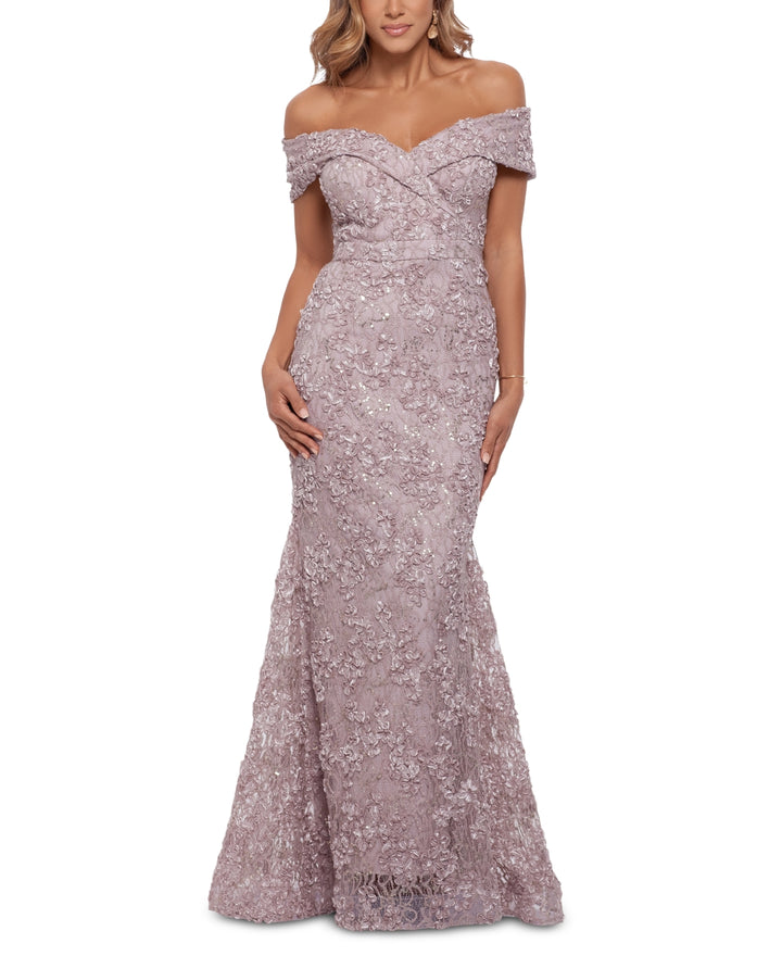 XSCAPE Women's Off-The-Shoulder Lace Gown