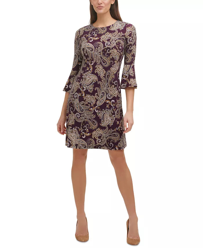 Tommy Hilfiger Bell-Sleeve Paisley Shift Dress