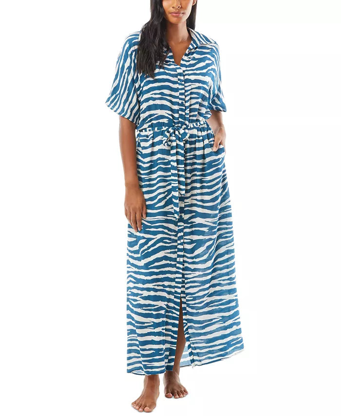 Vince Camuto Belted Maxi Shirt Dress Cover-Up