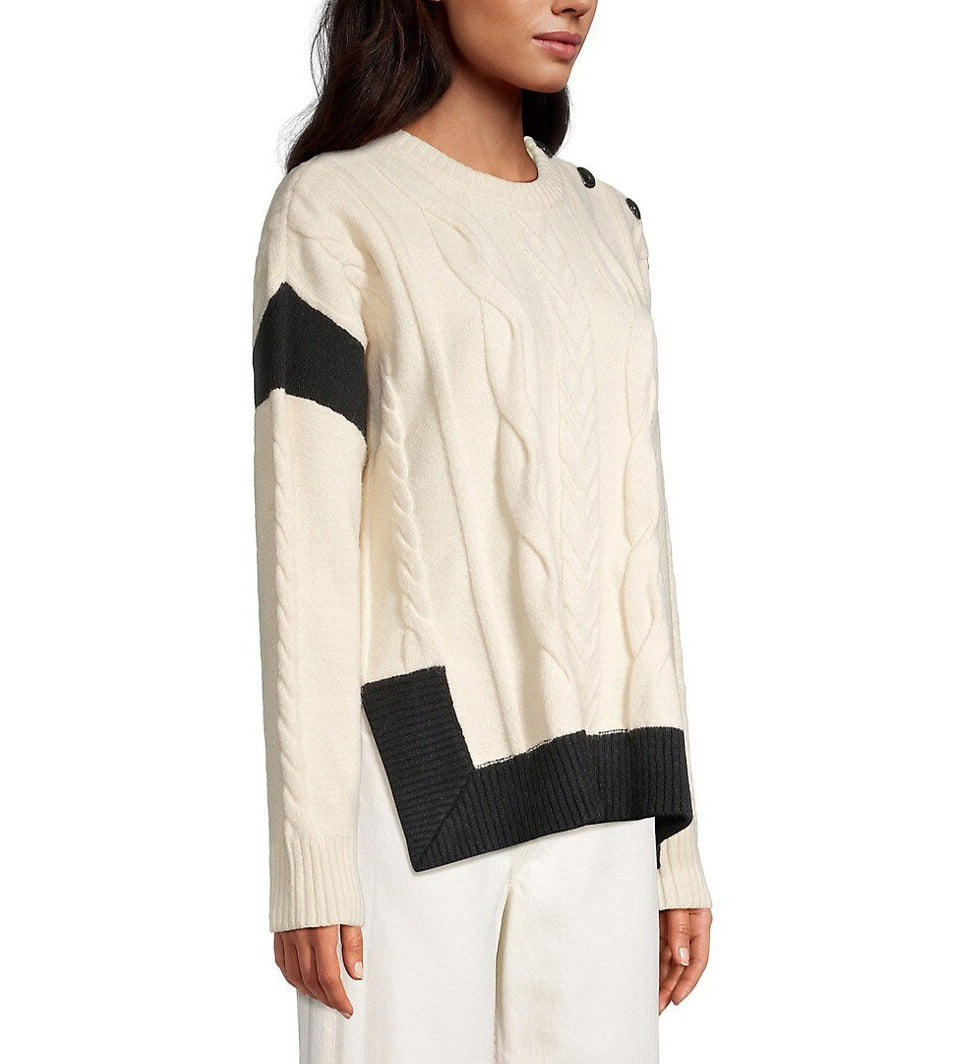 Karl Lagerfeld Paris Colourblock Button Sweater