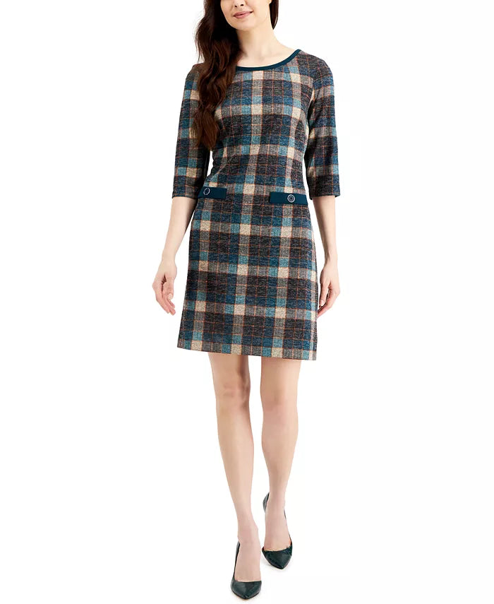Connected Plaid Sheath Dress