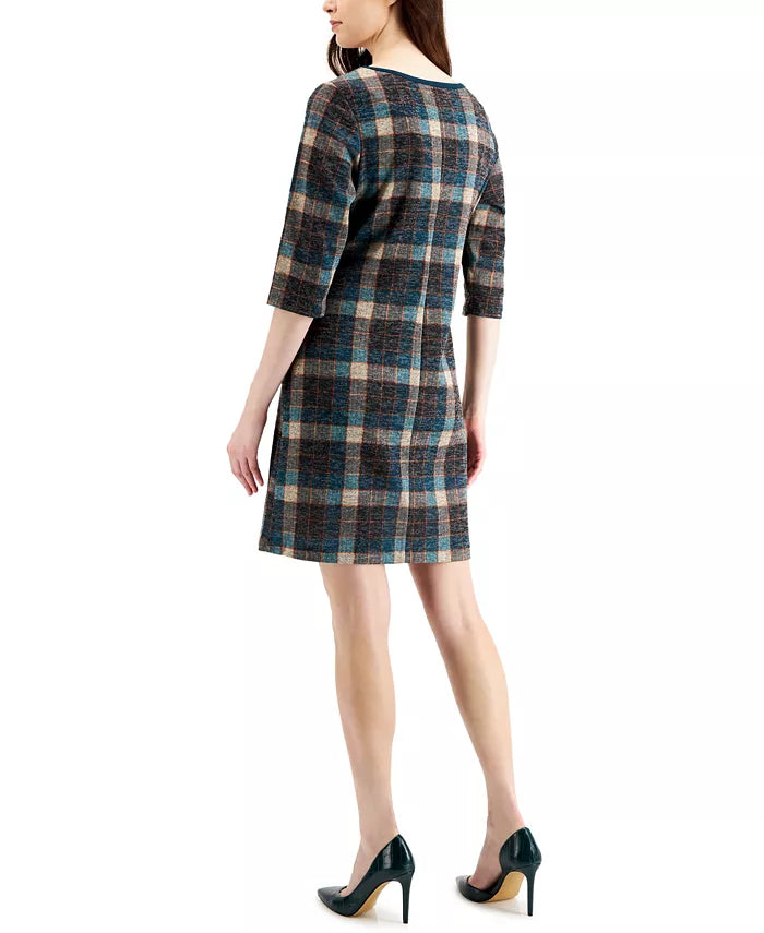 Connected Plaid Sheath Dress