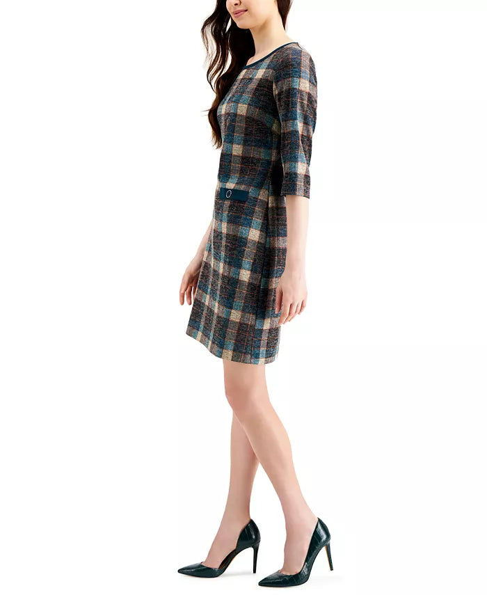 Connected Plaid Sheath Dress