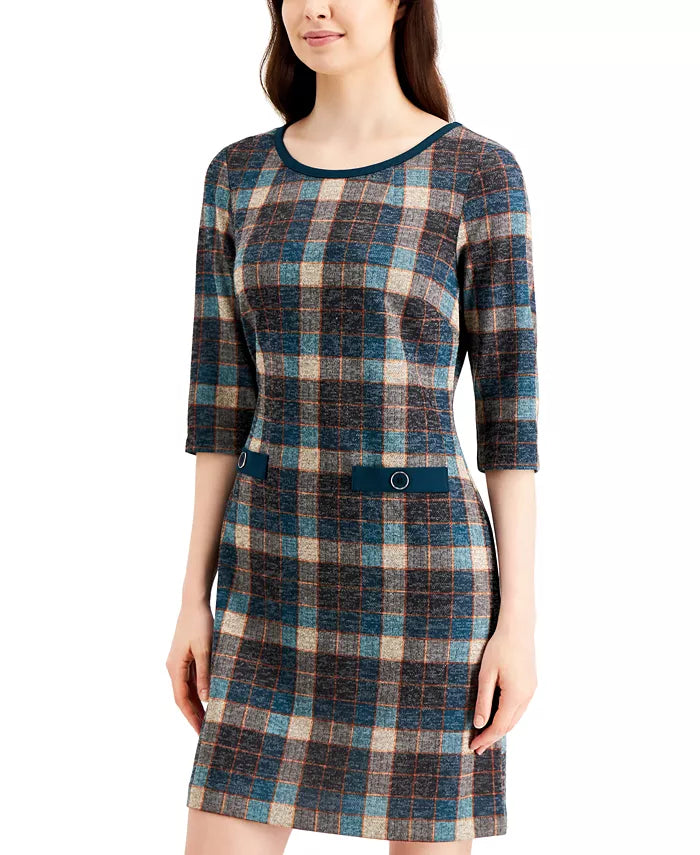 Connected Plaid Sheath Dress
