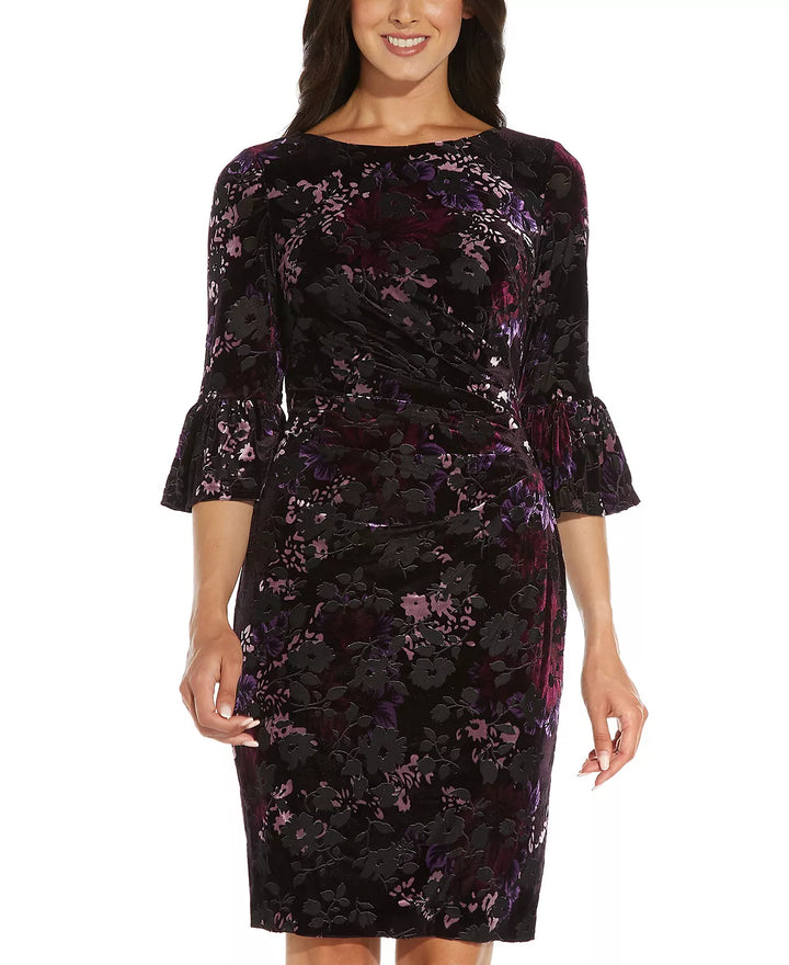 Adrianna Papell Floral Velvet Sheath Dress