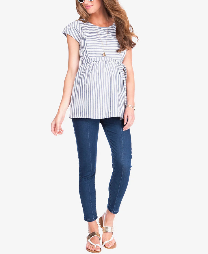 Seraphine Cotton Stripe Maternity Nursing Top