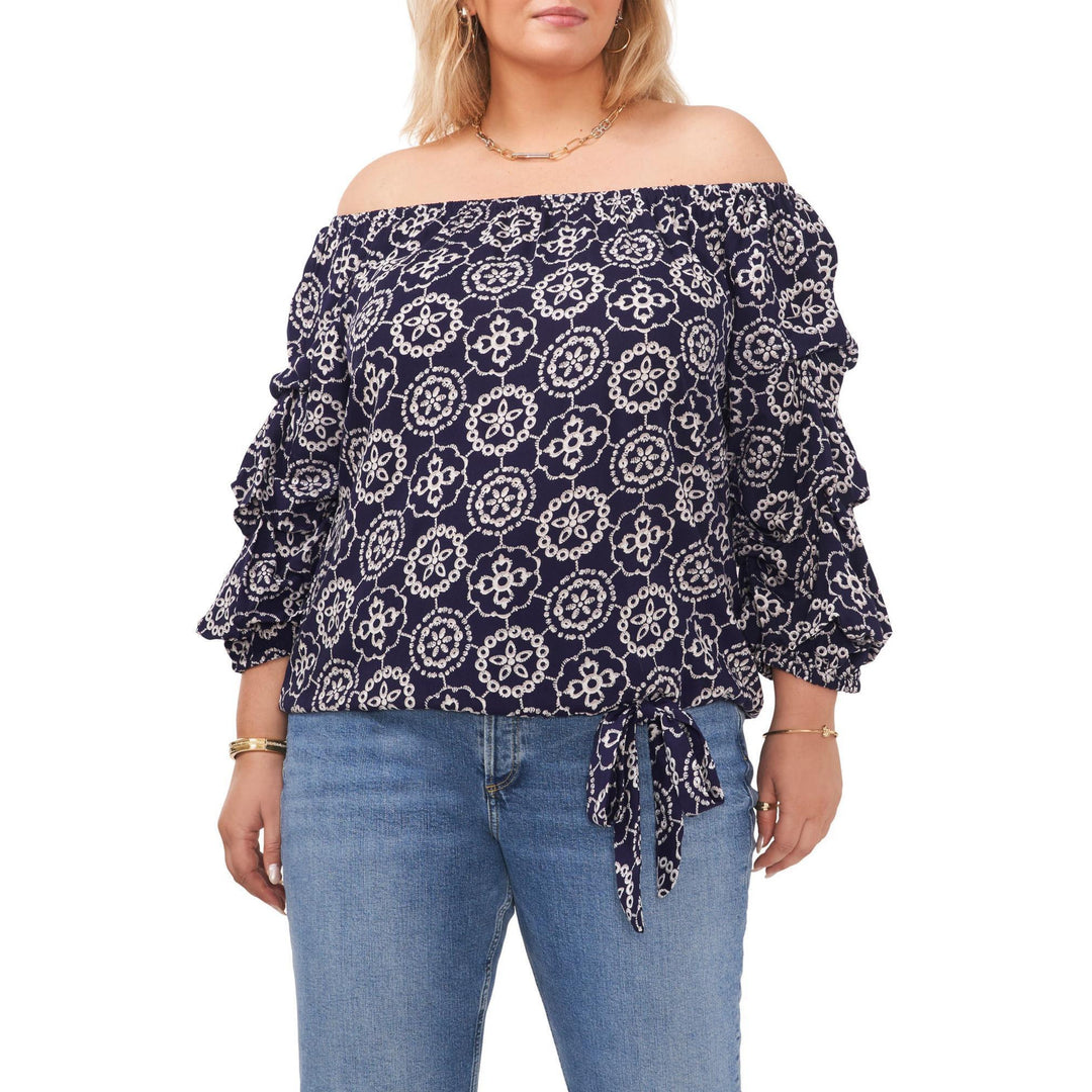 Vince Camuto Printed Off-The-Shoulder Top