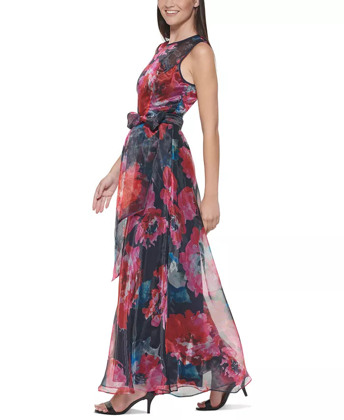 Eliza J Printed Organza Wide-Leg Jumpsuit