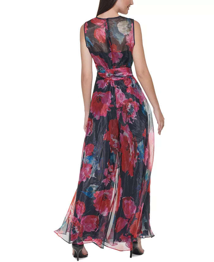 Eliza J Printed Organza Wide-Leg Jumpsuit