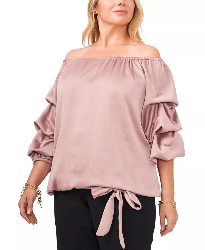 MSK Plus Size Puff-Sleeve Blouse