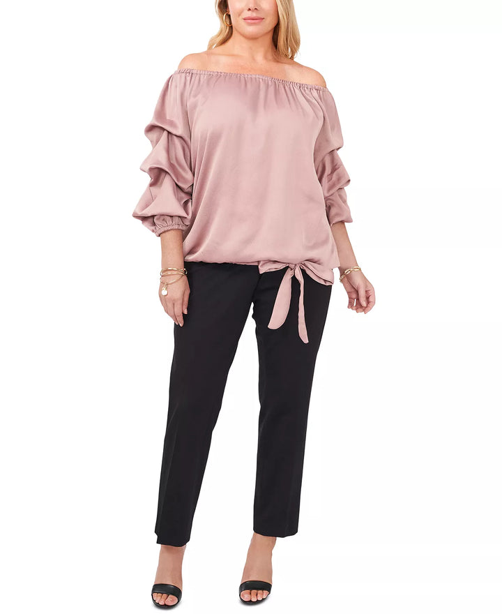 MSK Plus Size Puff-Sleeve Blouse