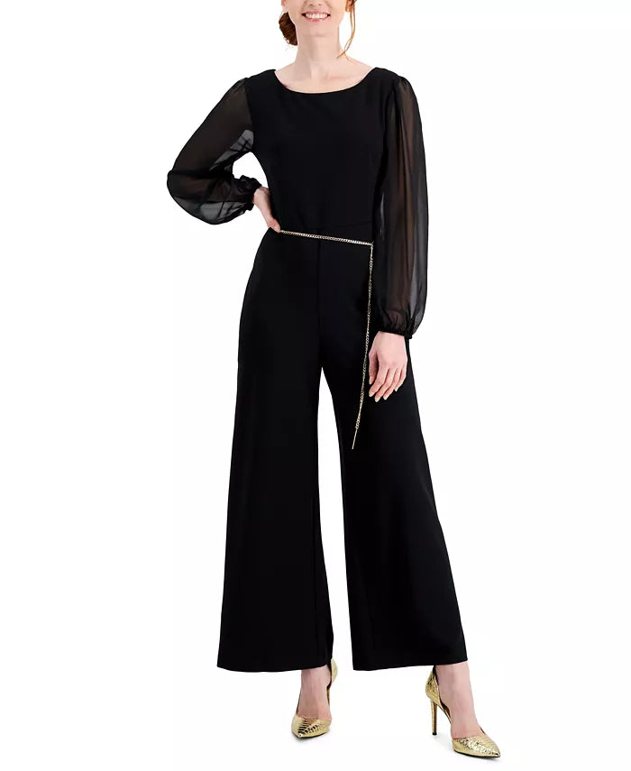 Connected Petite Chain Belt Jumpsuit