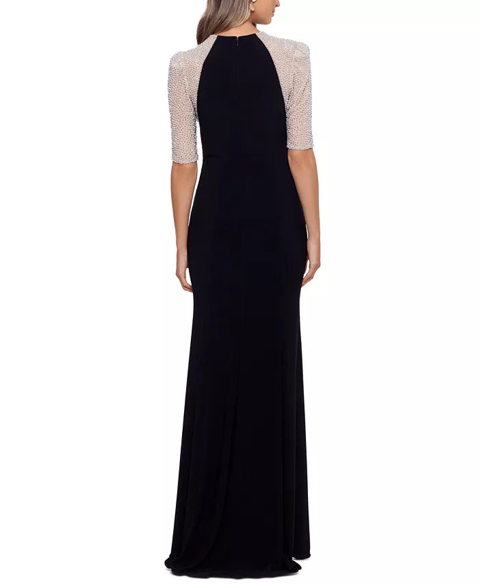 XSCAPE Beaded Colorblocked Gown