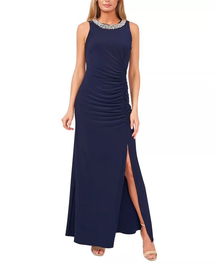 MSK Embellished Front-Slit Gown