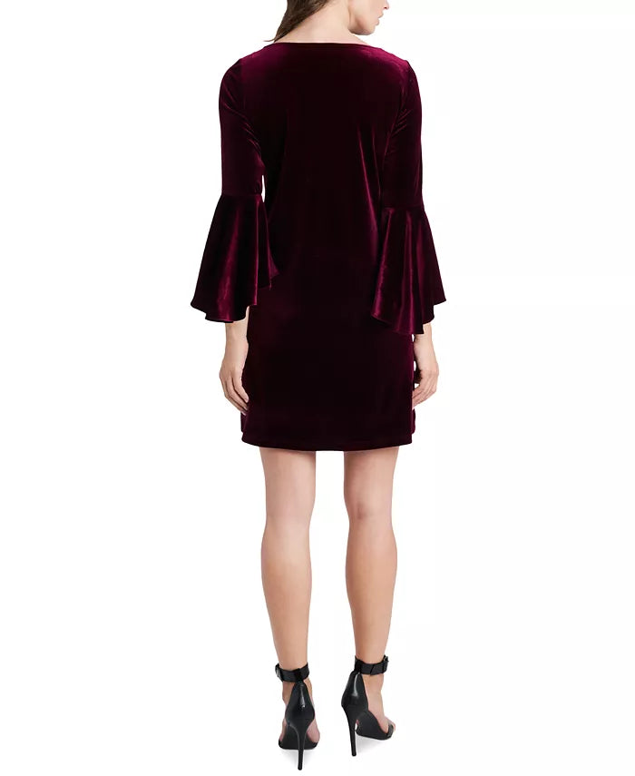 MSK Velvet Bell-Sleeve Shift Dress